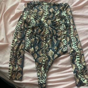 Animal Print Long Sleeve Bodysuit